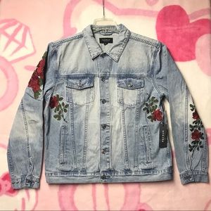 New Pacsun Roses Mens Denim Jacket Size 